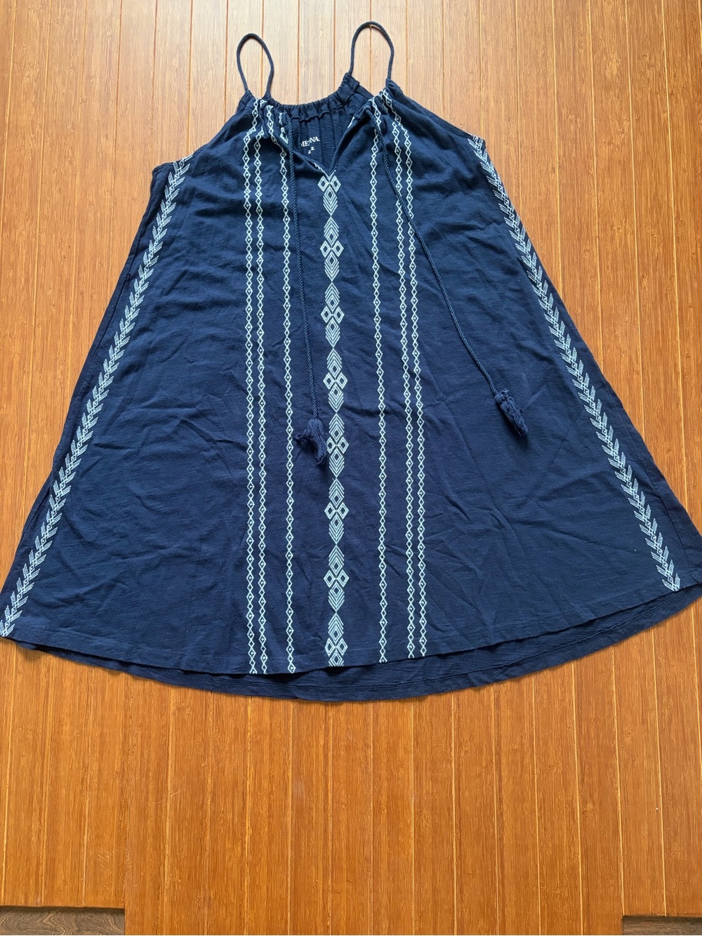 Merona Navy Embroidered A-Line Sundress, size small